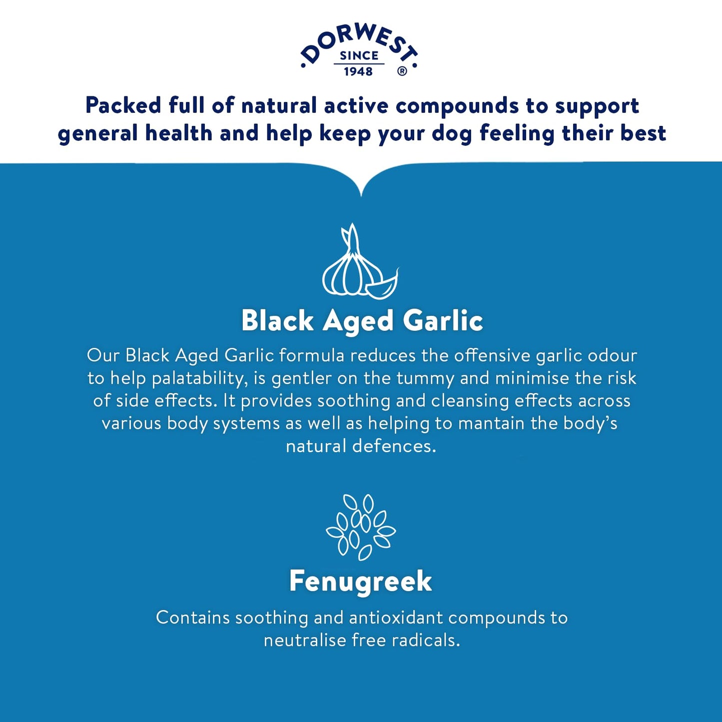 Dorwest Herbs Garlic and Fenugreek Tablets for Dogs and Cats, 200 Tablets