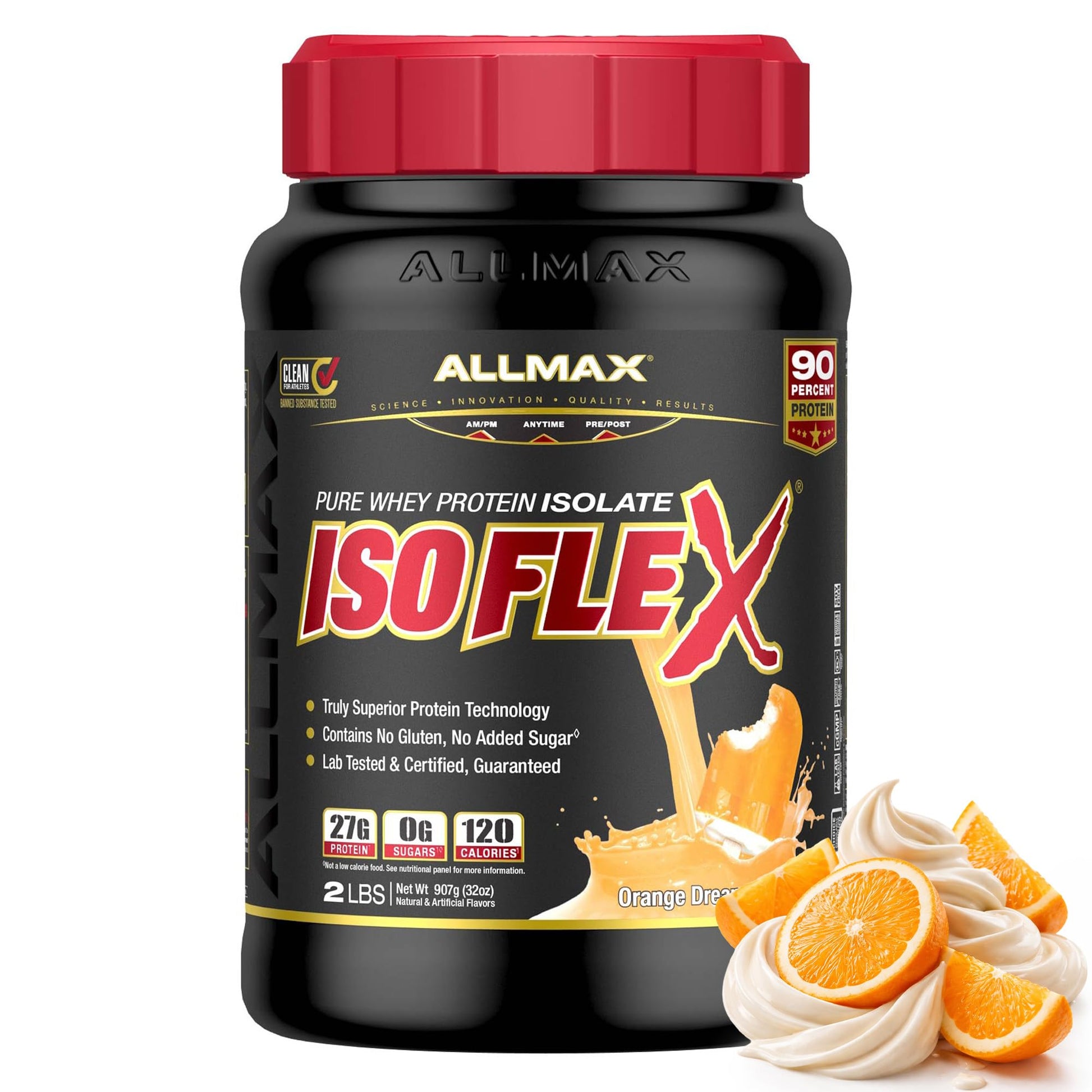 ALLMAX ISOFLEX Pure Whey Isolate Protein Powder, 2 lb, 32 Servings