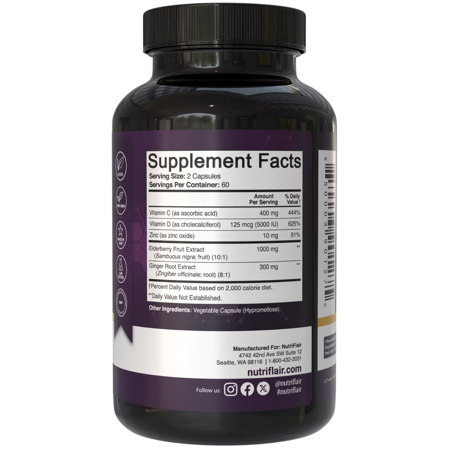 NutriFlair Sambucus Elderberry Capsules 120 Capsules