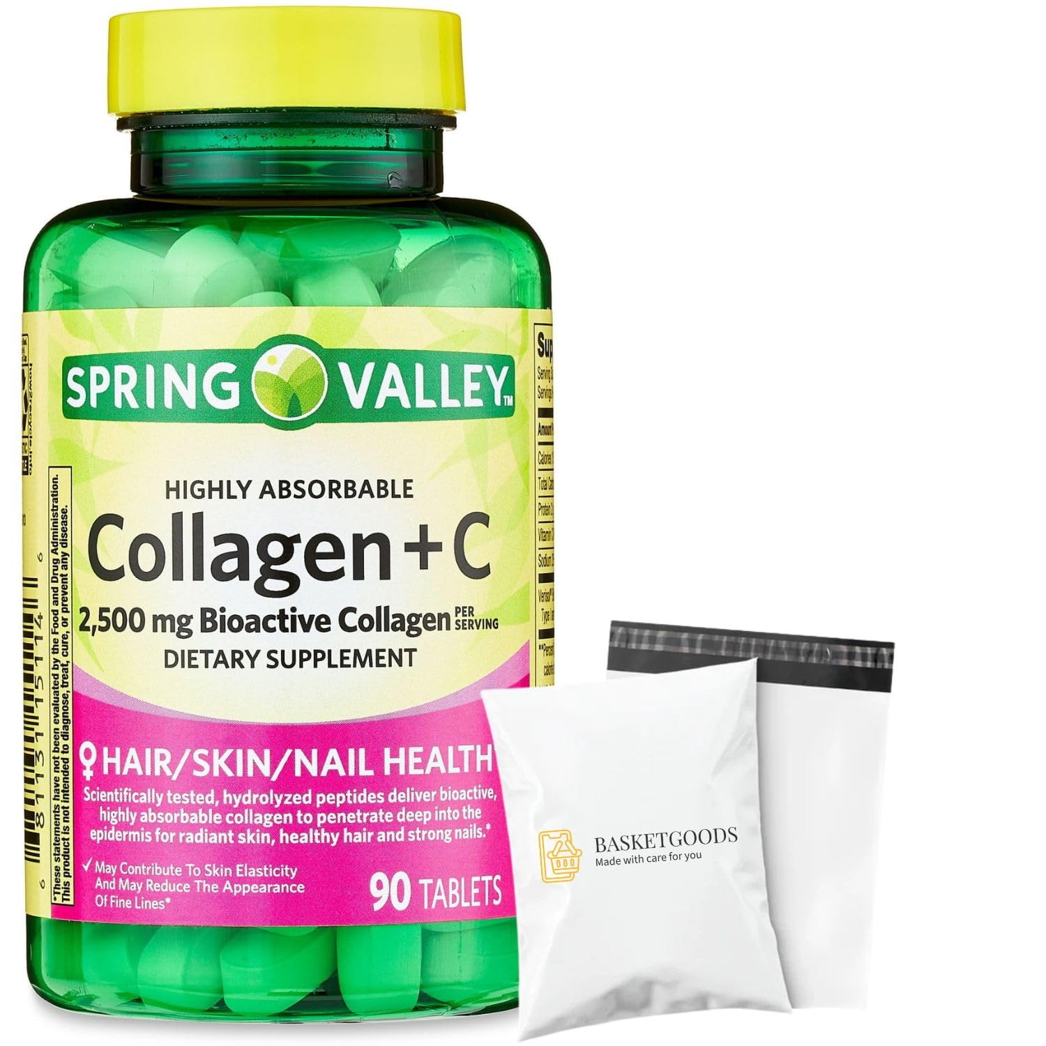BASKETGOODS Collagen + C Tablets, 90 Tablets