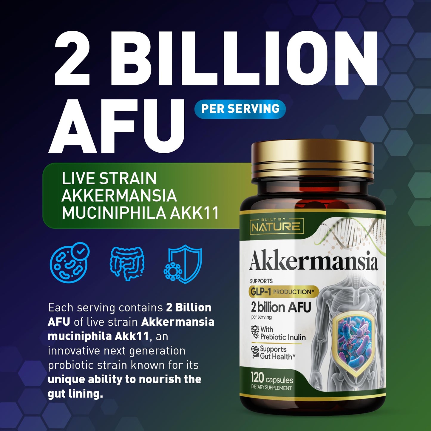 Built by Nature Akkermansia Muciniphila Probiotic Capsules, 120