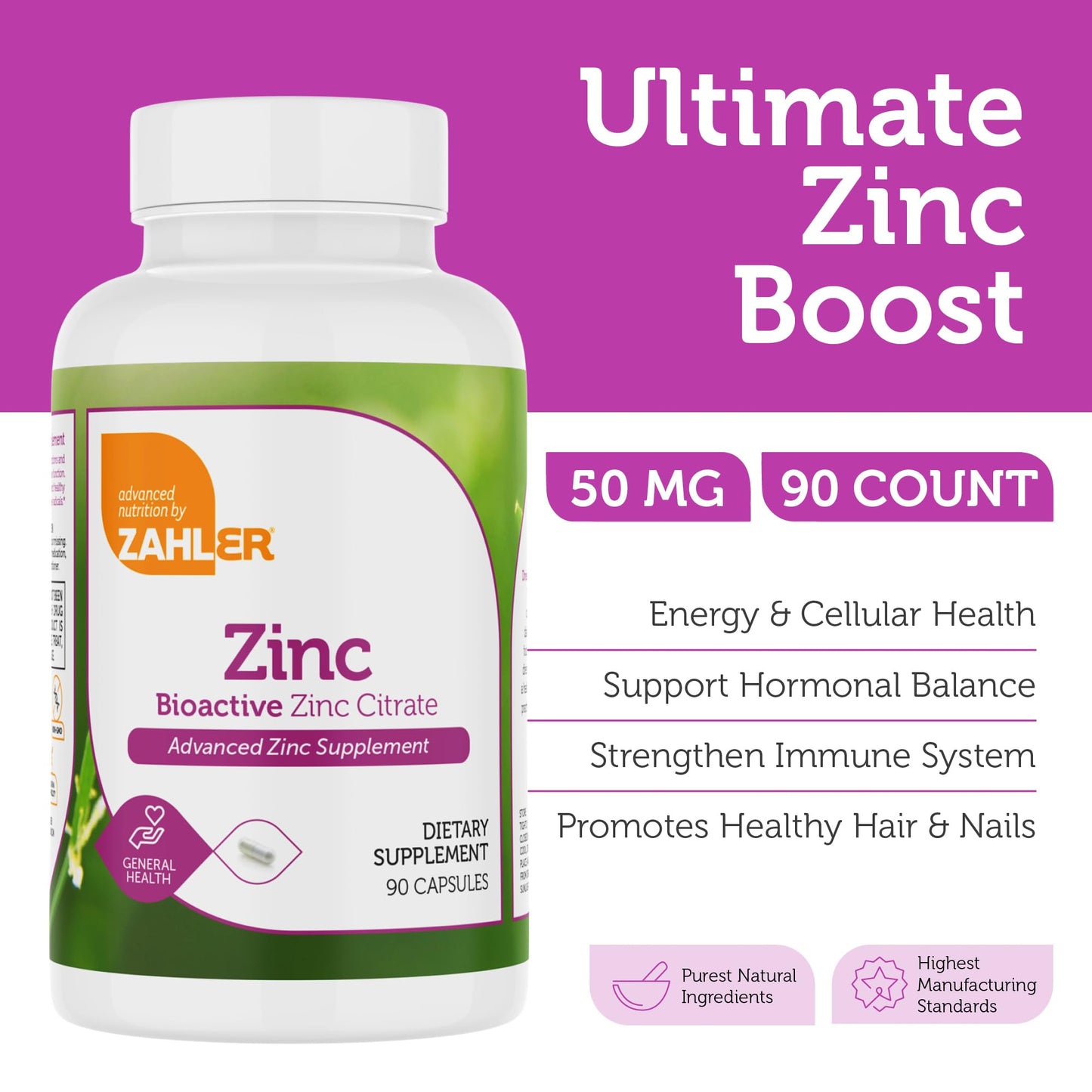 Zahler Zinc 50mg, 90 Capsules