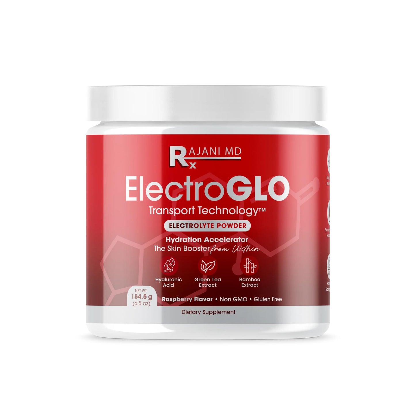 RajaniMD ElectroGLO Raspberry Flavored Electrolyte Powder, 6.5 Ounces