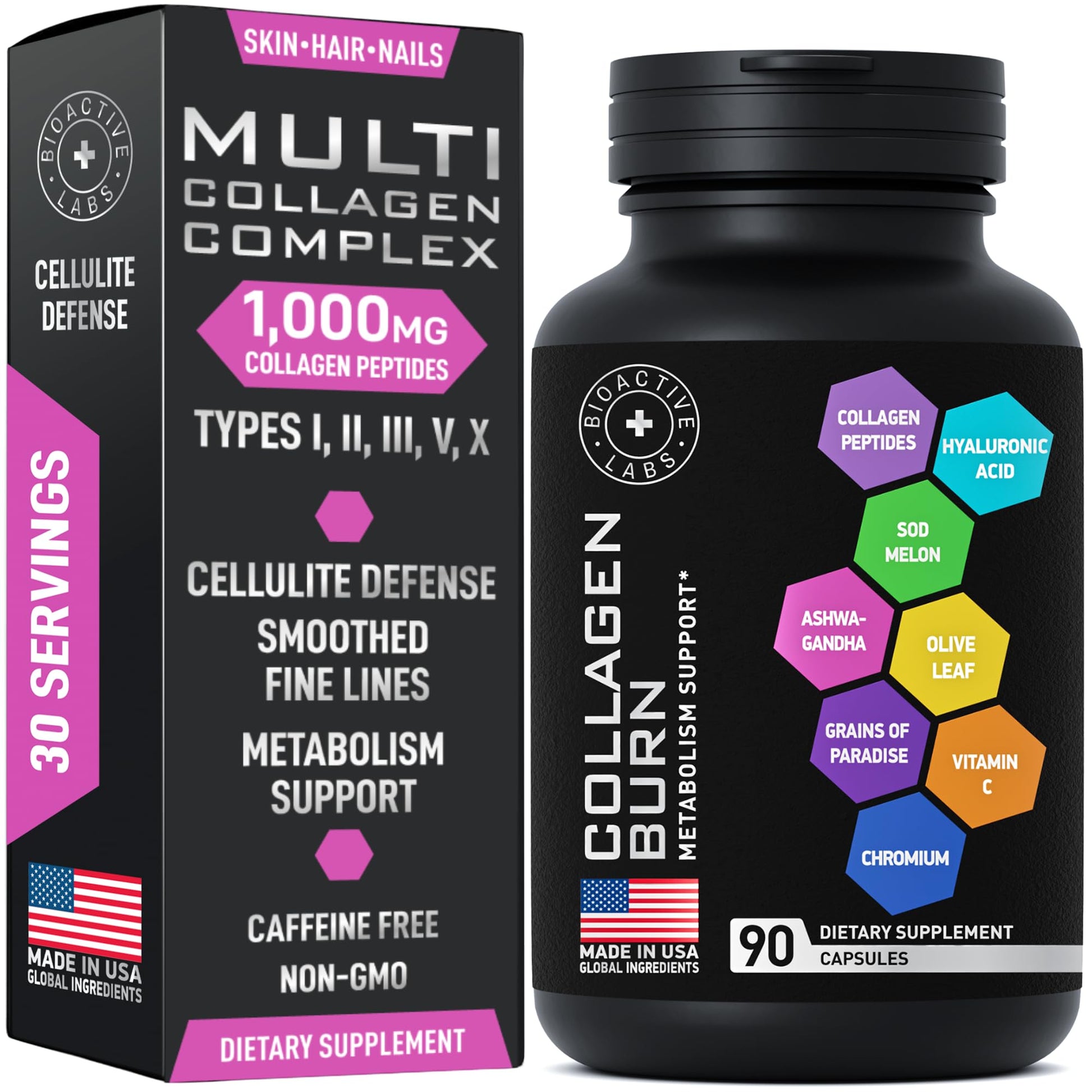 BIOACTIVE LABS Multi Collagen Burn for Women & Men Capsules 90 Count