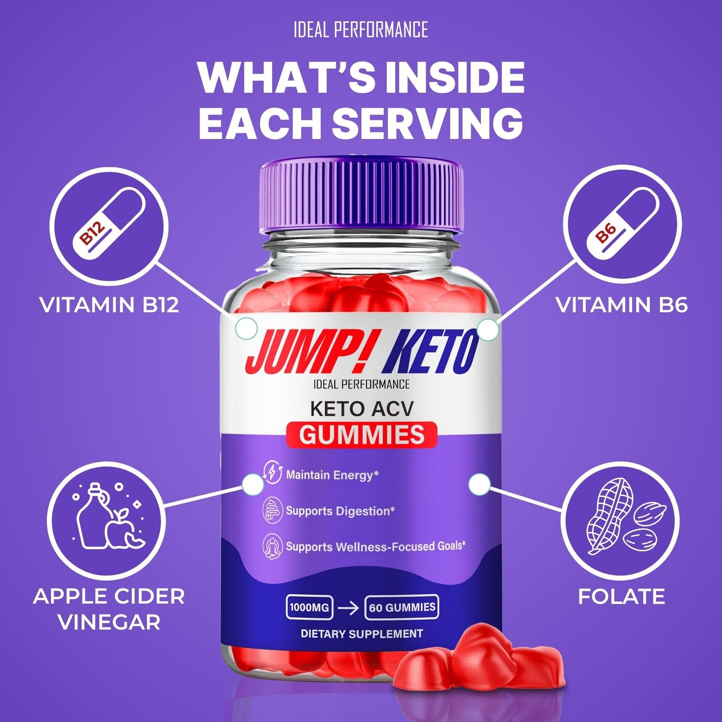 Ideal Performance Jump Keto ACV Gummies 60 Count