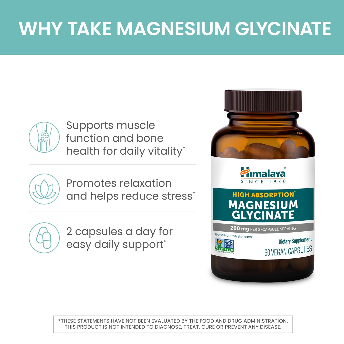 Himalaya Magnesium Glycinate Capsules, 60 Count