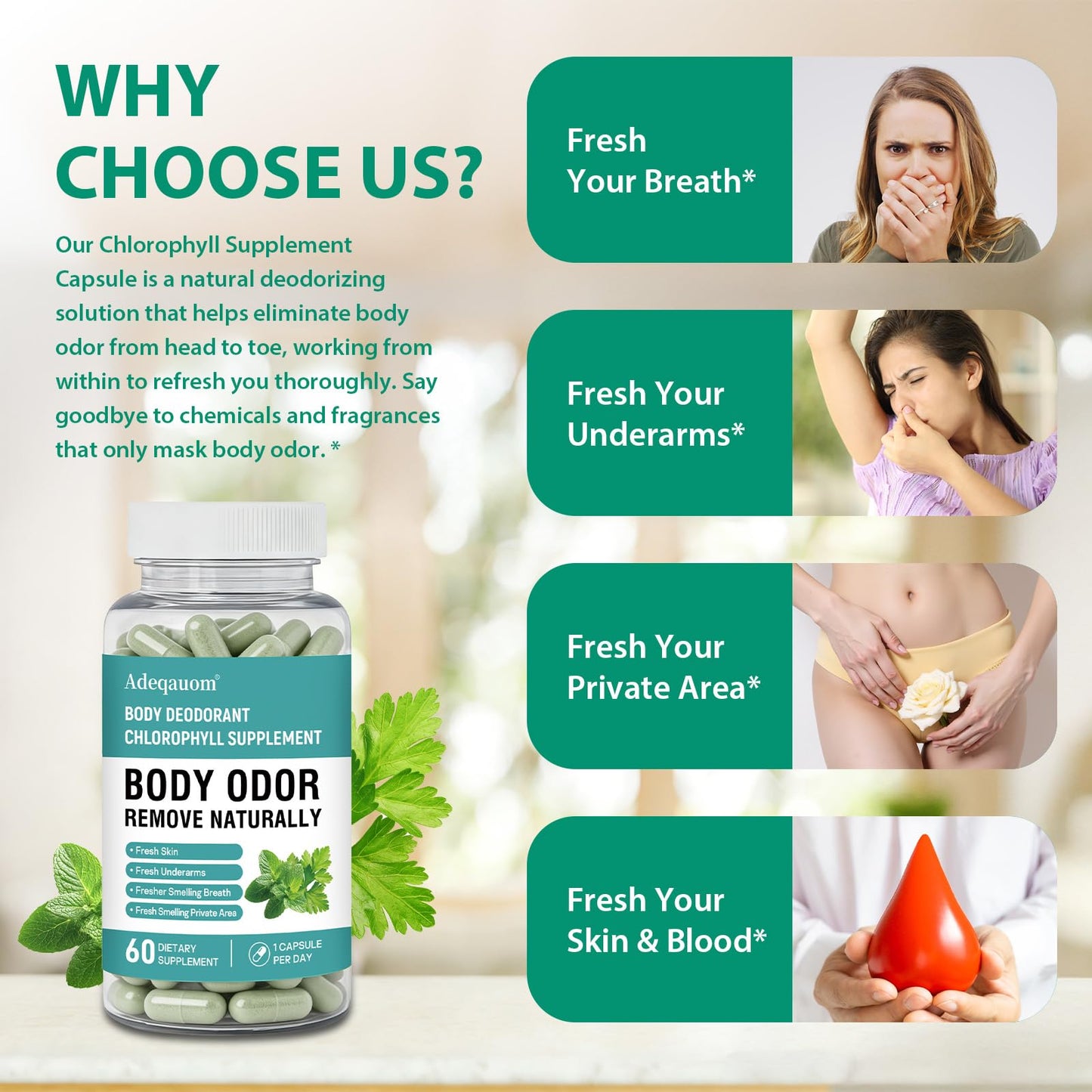 Adeqauom Chlorophyll Capsules 60 Count