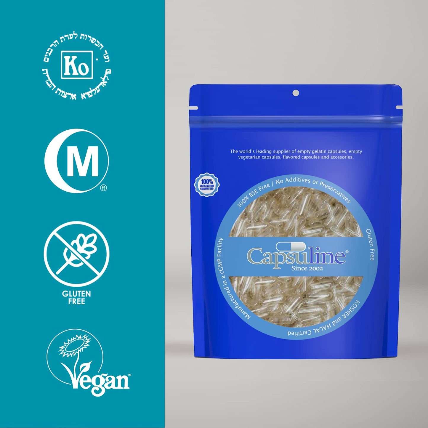 Capsuline Clear Size 1 Empty Vegetarian Capsules, 5000 Count