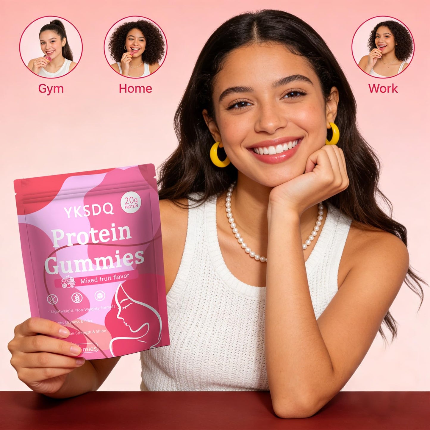 YKSDQ Protein Gummies for Women & Men, 60 Gummies