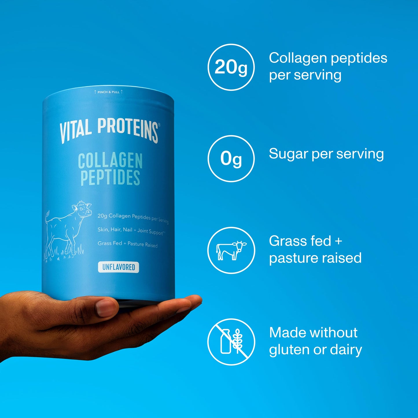 Vital Proteins Grass Fed Collagen Peptides Powder, 20 oz