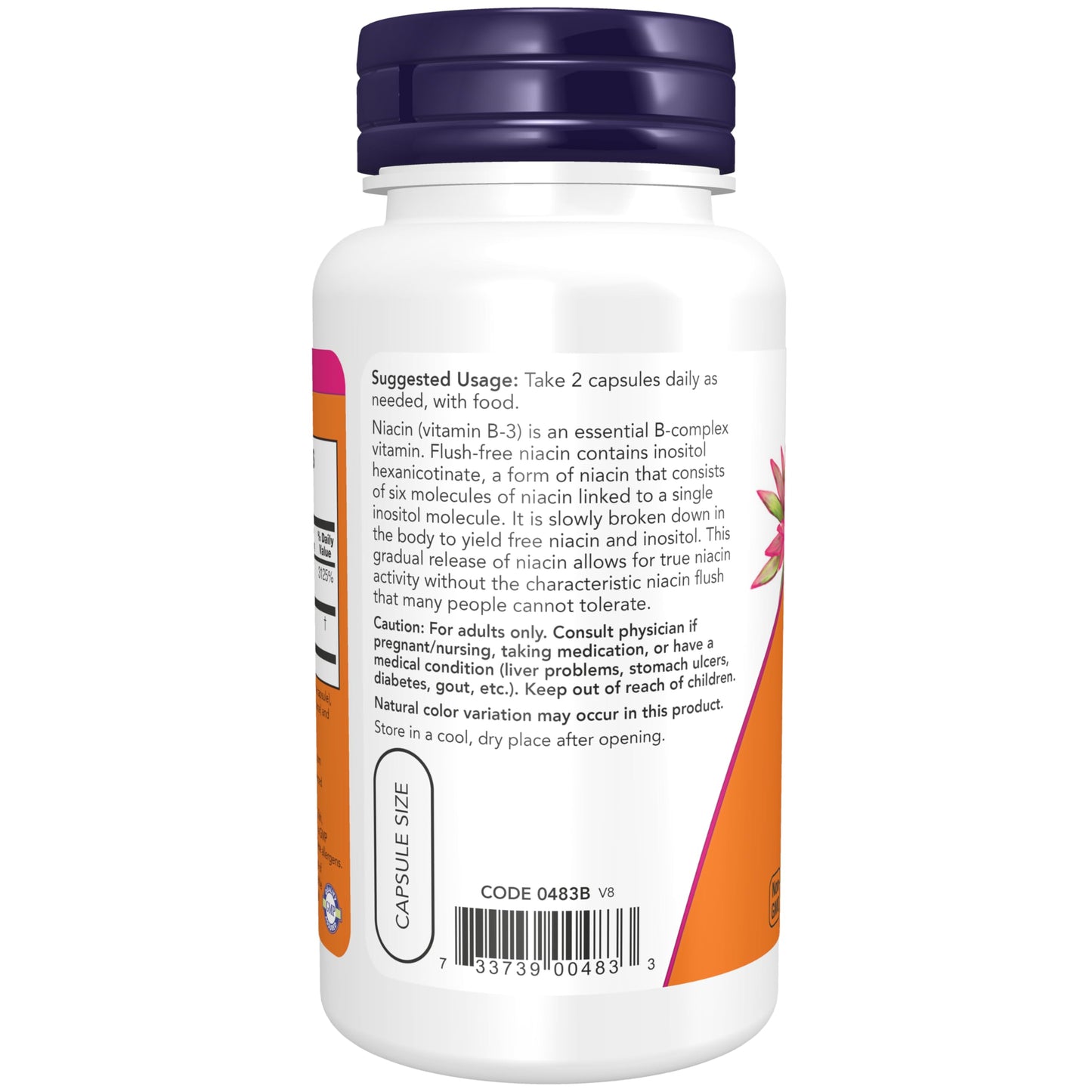 NOW Foods Niacin (Vitamin B-3) 250 mg Flush-Free Capsules, 90 Count