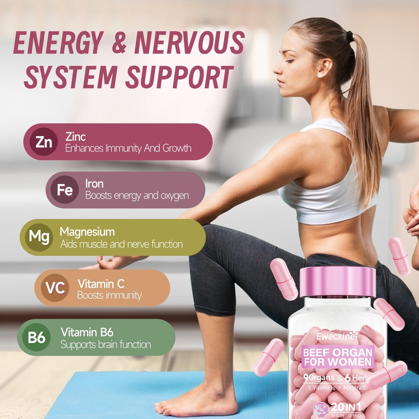 Ewecxine Beef Organs Supplement Capsules 60 Count
