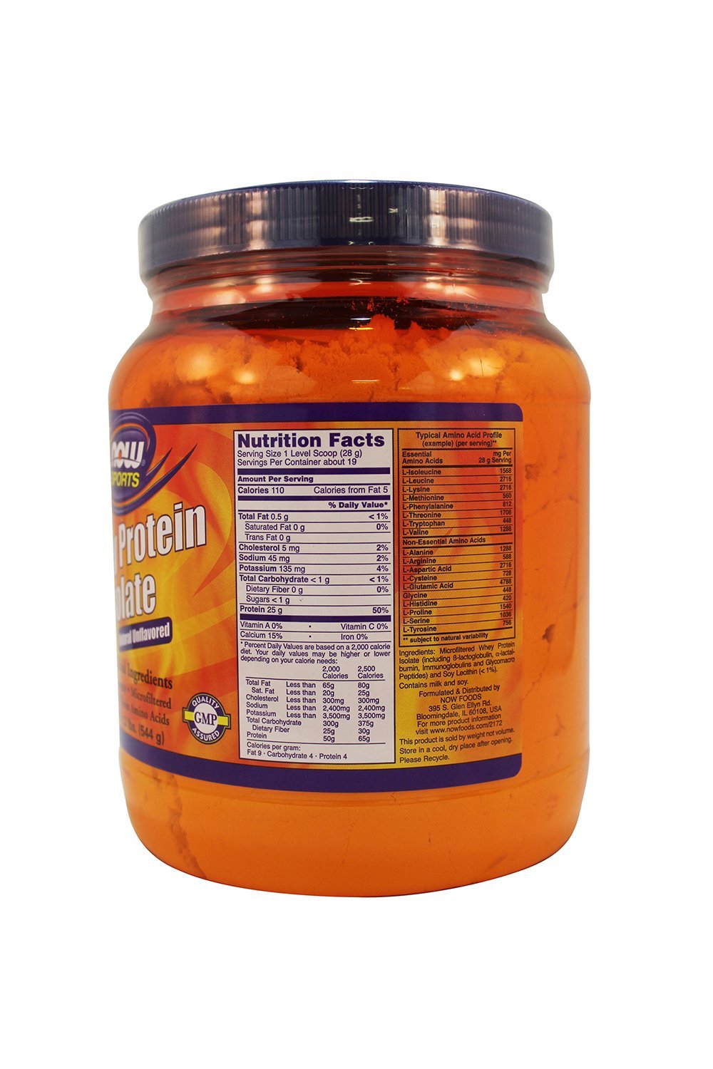 NOW Foods Whey Protein Isolate Unflavored Powder, 2 Pack