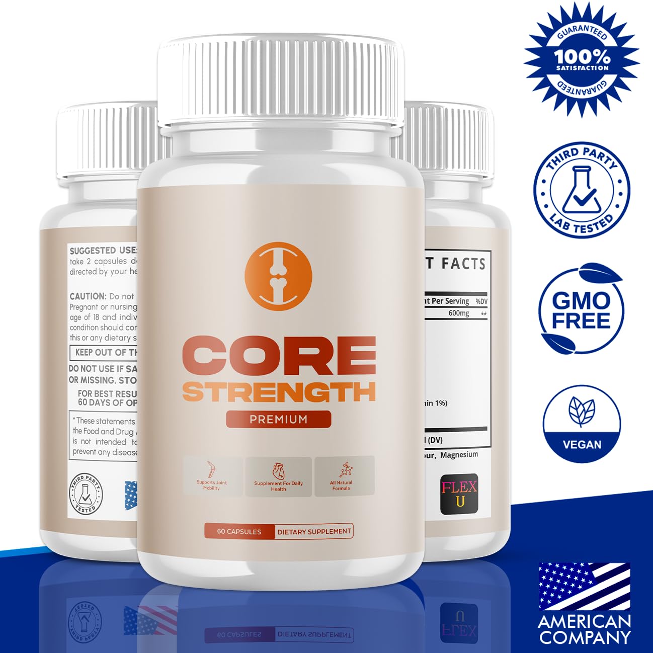 Flex University Core Strength Joint Support Capsules, 180 Capsules