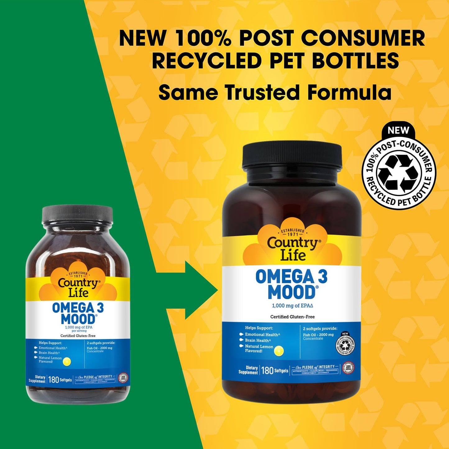 Country Life Omega 3 Mood Fish Oil 1000 mg EPA per Serving 180 Softgels