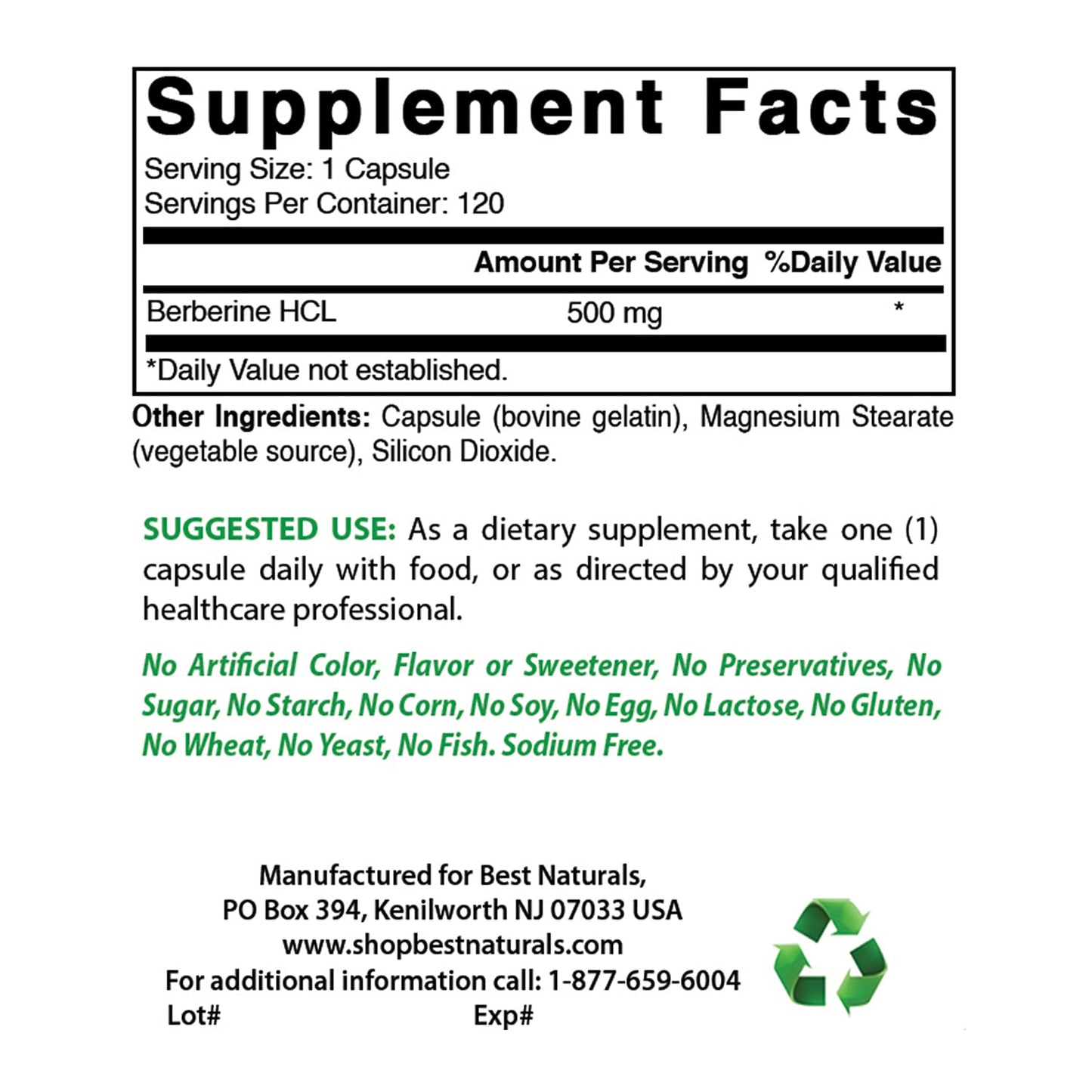 Best Naturals Berberine 500mg & Ashwagandha Extract 500mg Capsules, 2 Count