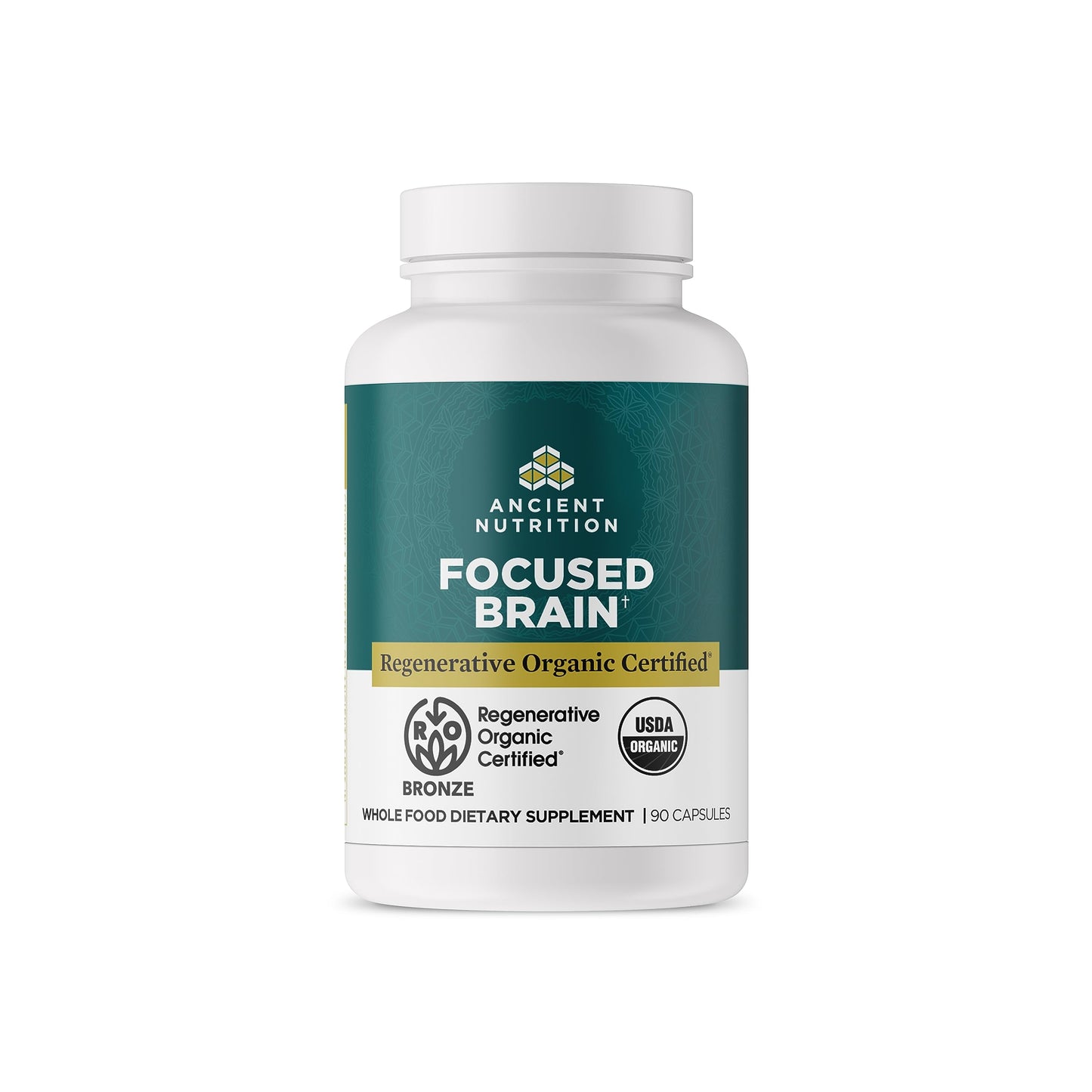 Ancient Nutrition Regenerative Organic Certified Focused Brain Capsules 90 Count