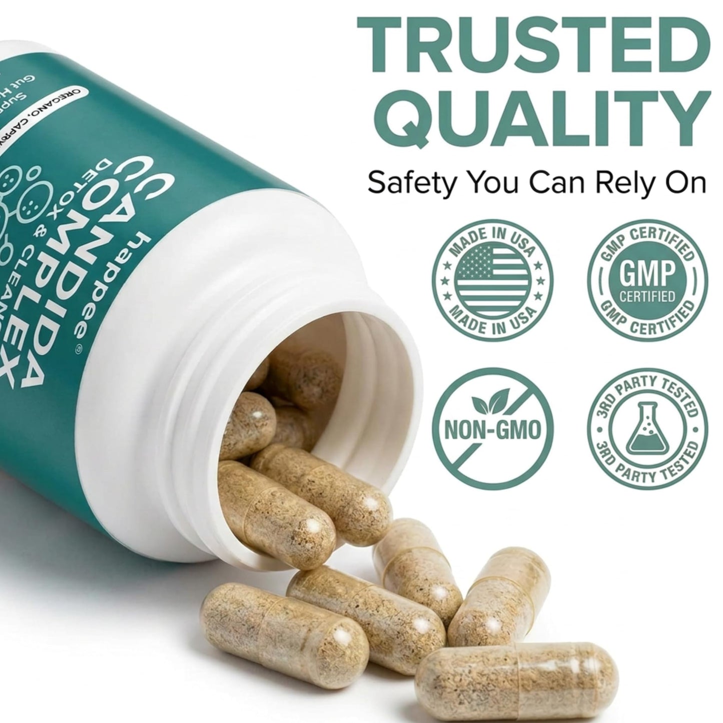 Happee Candida Complex Supplement Capsules, 60 Count