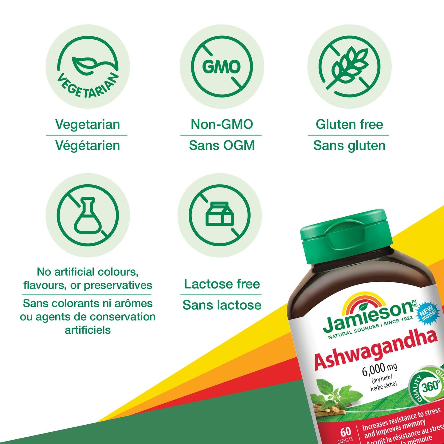 Jamieson Natural Stress Support with Ashwagandha Capsule 60 Count