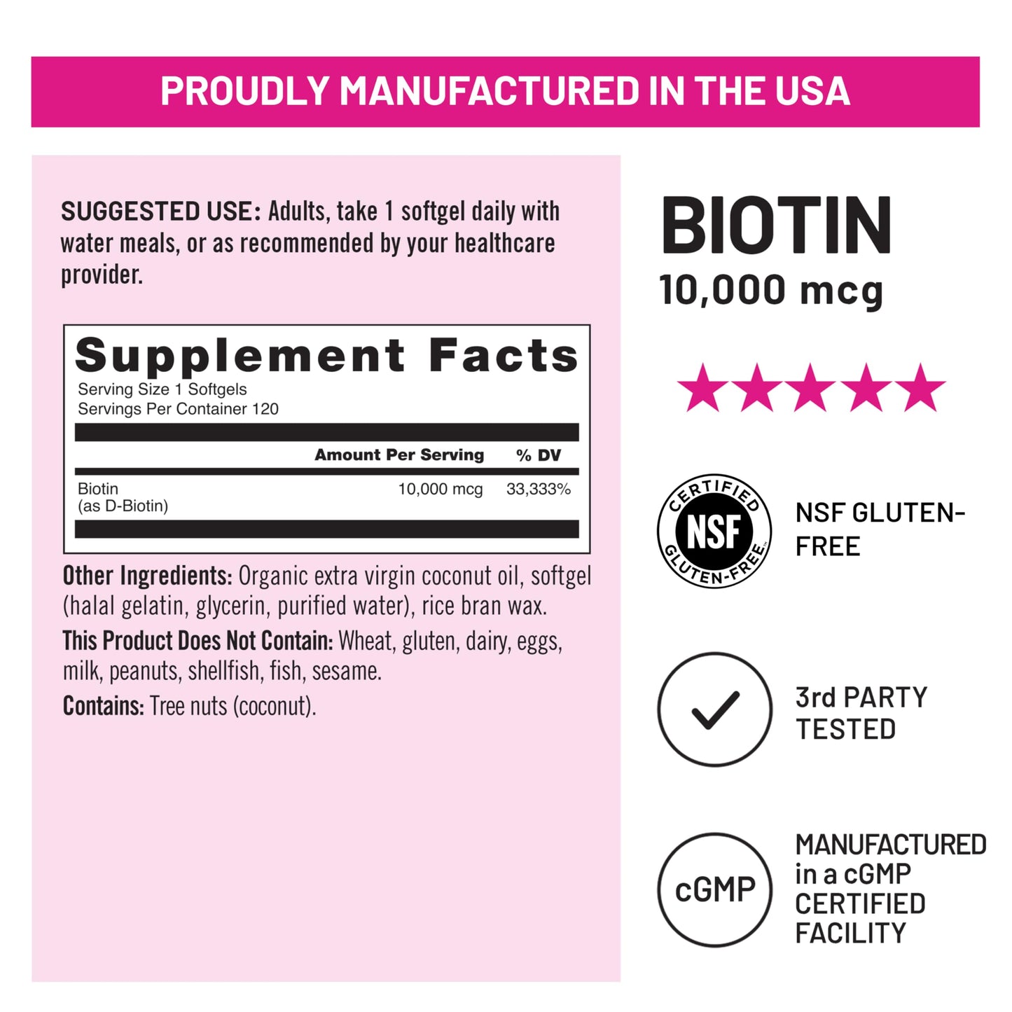 NatureWise Biotin 10,000 mcg Softgels, 120 Count