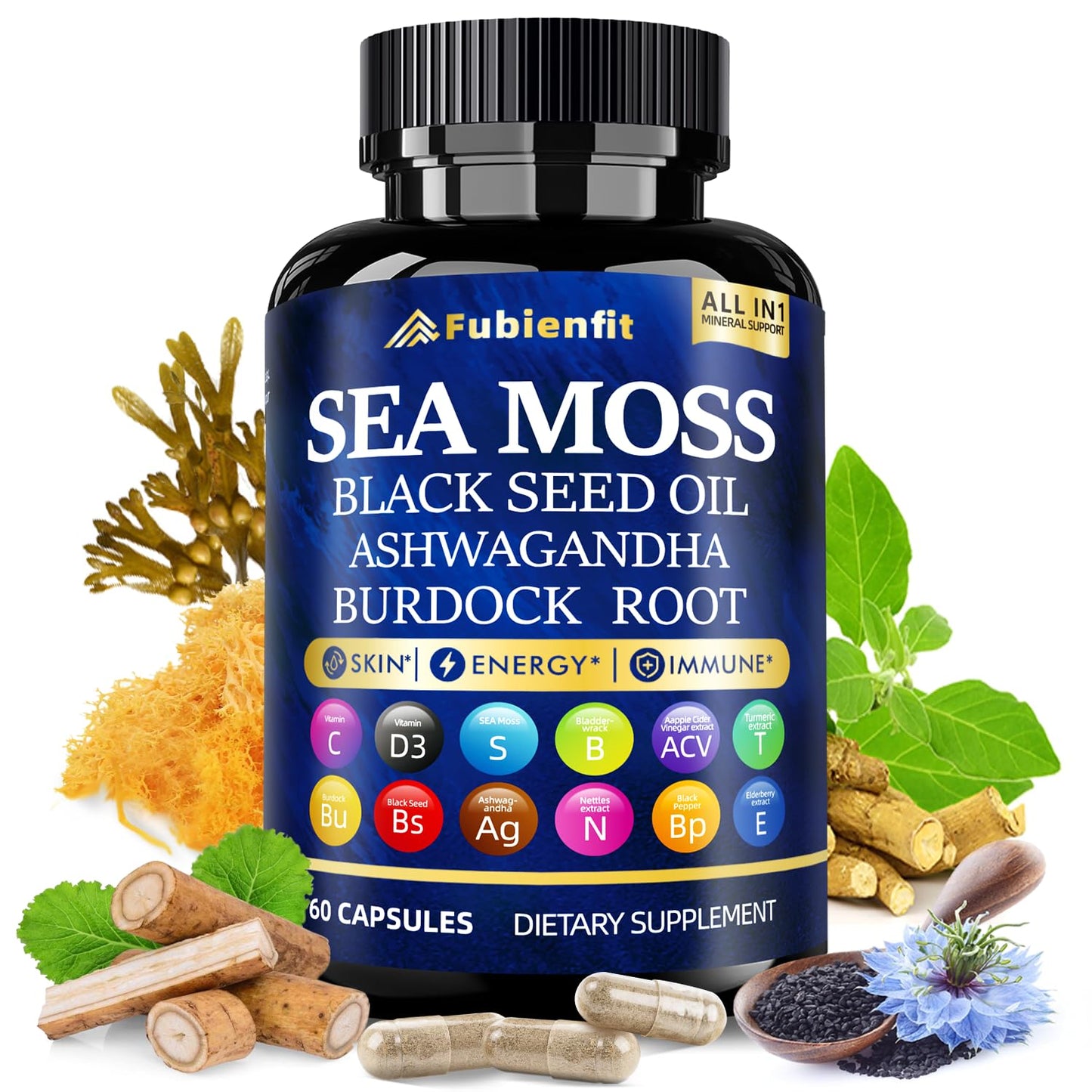 Fubienfit Organic Sea Moss Capsules 60 Count