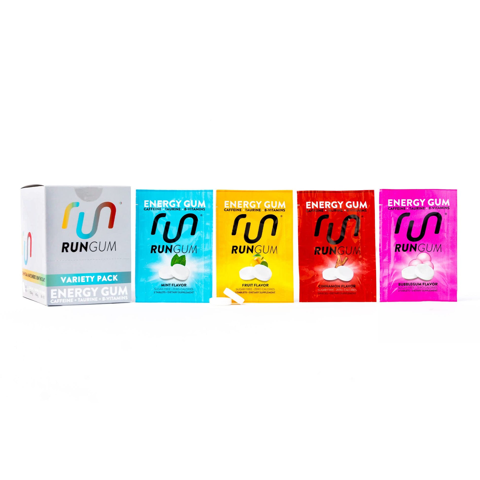 Run Gum Variety Pack Energy Chewing Gum Chewable, 24 Count