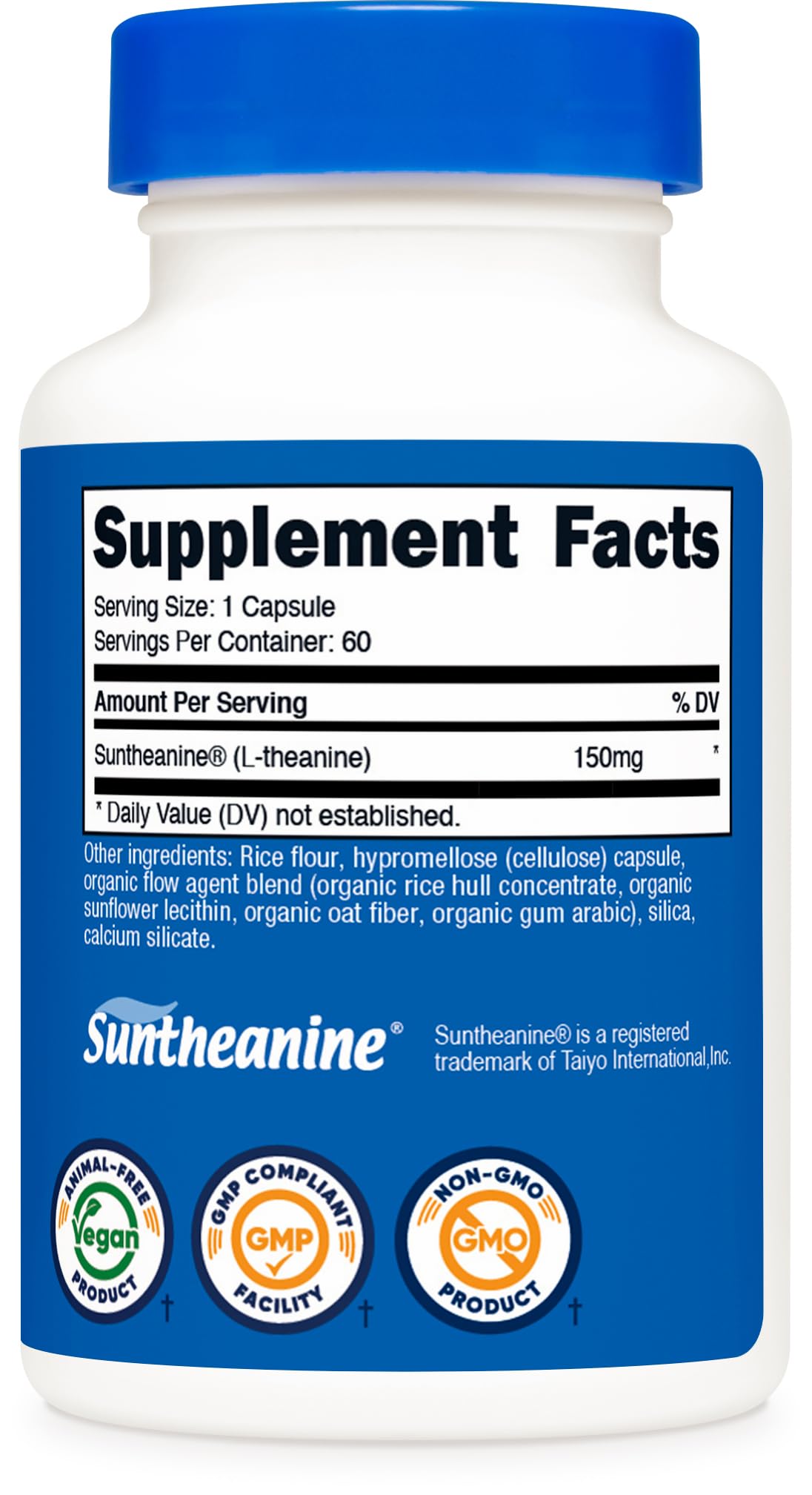 Nutricost Suntheanine (150mg) L-Theanine Capsule, 60 Count