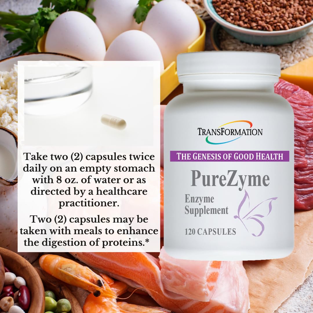 TRANSFORMATION Purezyme High-Potency Protease Blend Enzyme Supplement 120 Capsules