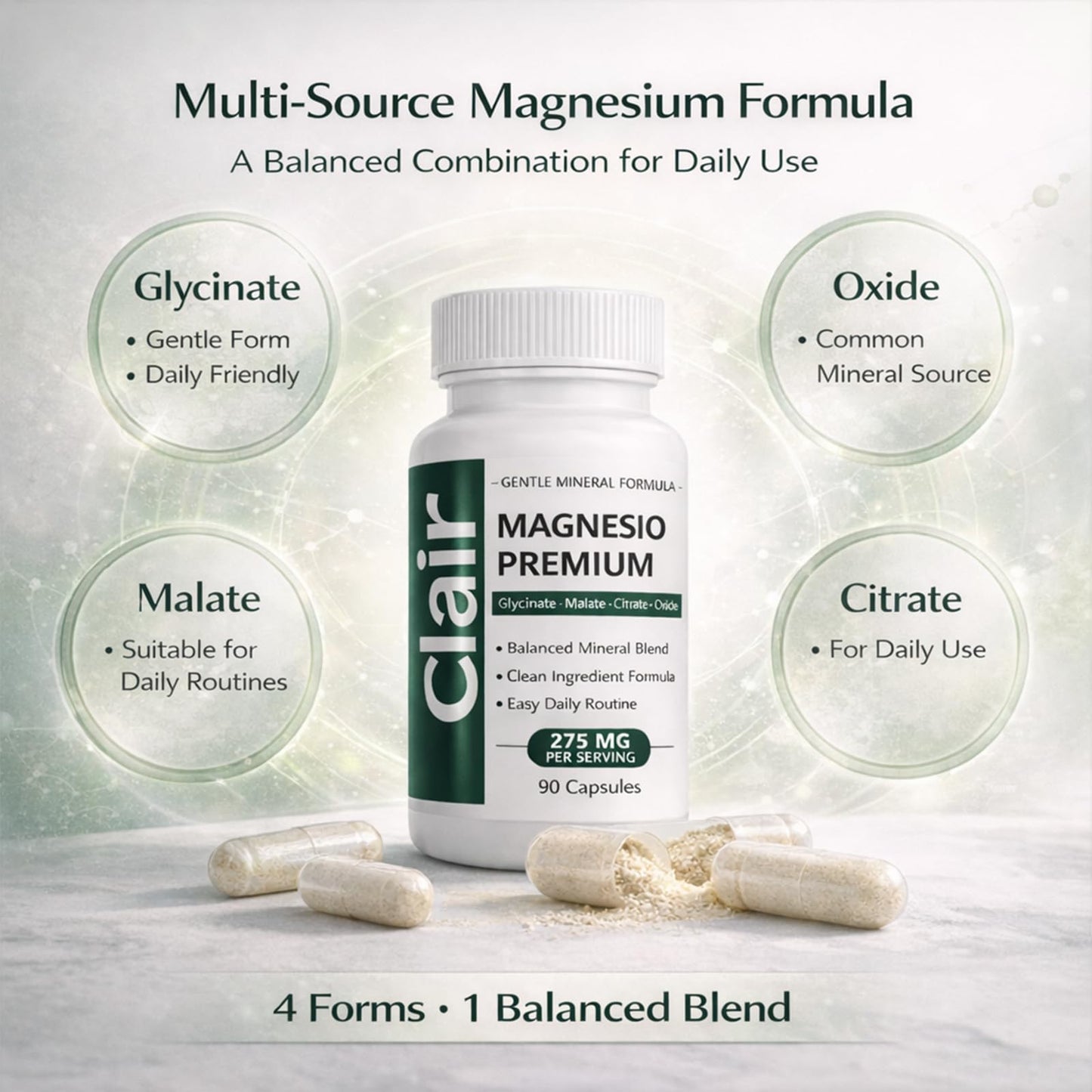 Clair Magnesio Magnesium Glycinate Capsules, 90 Capsules