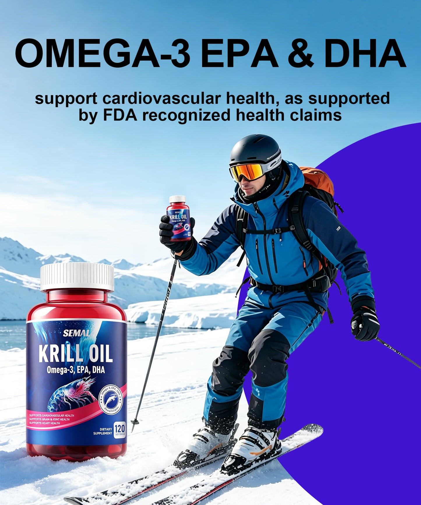 SEMAL Krill Oil 1000mg Omega-3 EPA DHA with Astaxanthin & Phospholipids Softgels, 120 Count