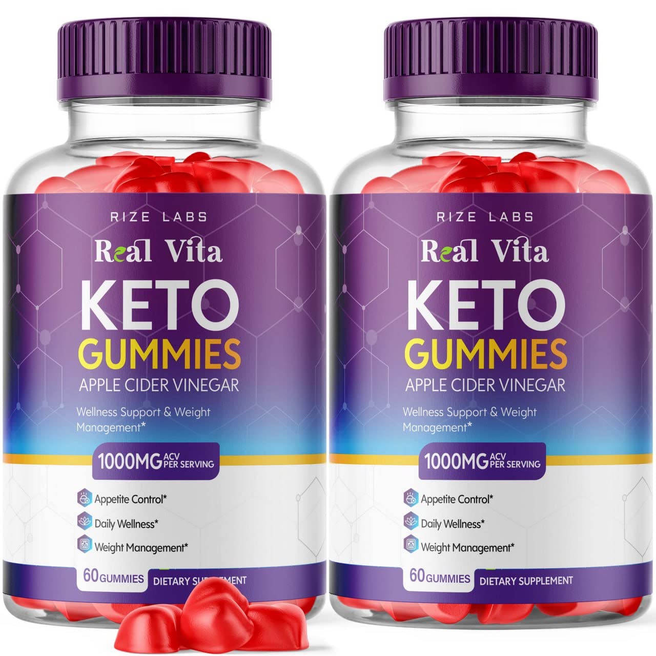 Rize Labs Real Vita Keto ACV Gummies for Weight Loss Management Support, Apple Cider Vinegar Gummies, 120 Gummies