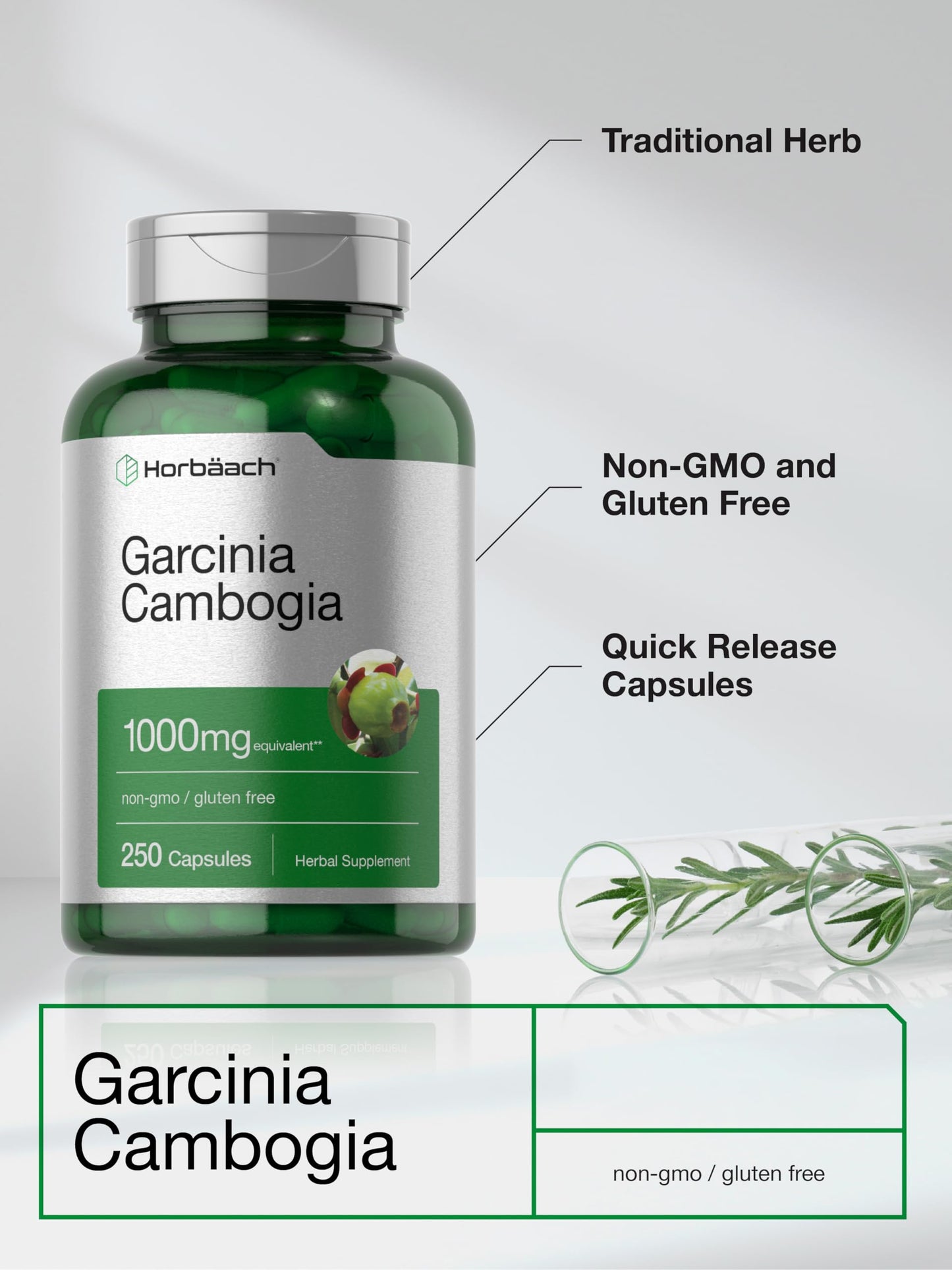 Horbäach Garcinia Cambogia Extract Capsules 250 Count