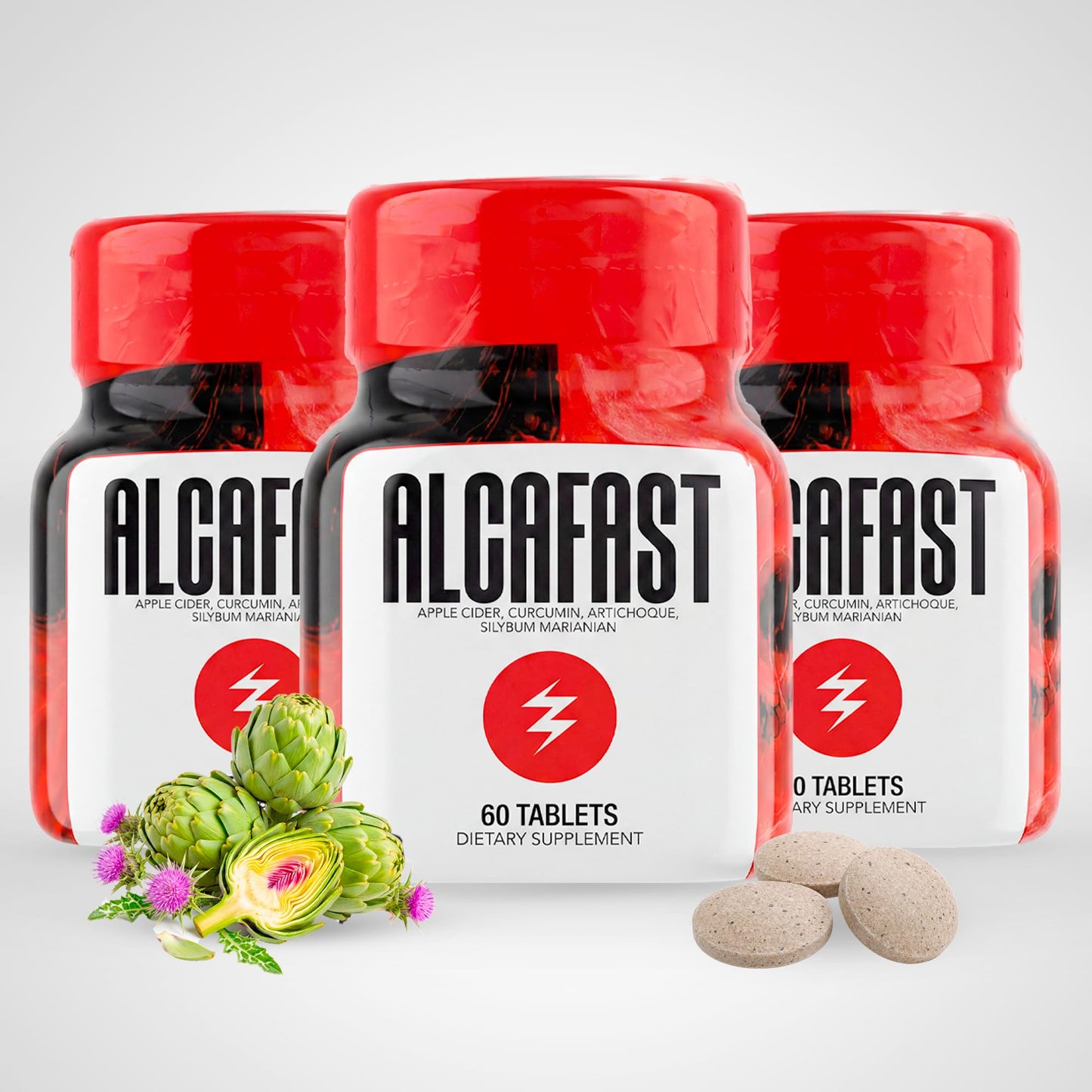ALCAPLUS Alcafast Dietary Supplement 3-Pack – Apple Cider Vinegar, Turmeric, Artichoke & Milk Thistle – Plant-Based Formula for Daily Wellness & Routine Support – 180 Tablets