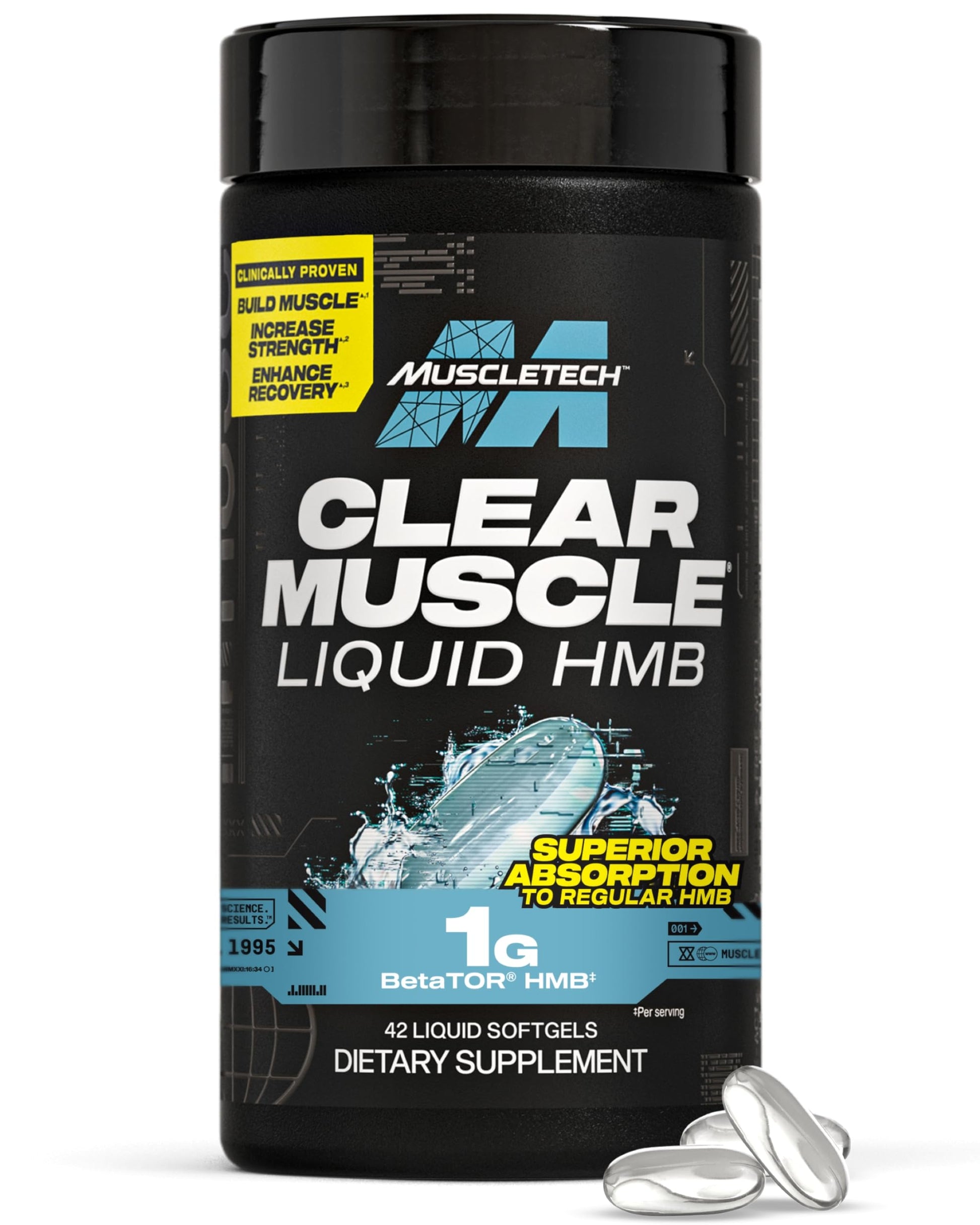 MuscleTech HMB Supplements 1000mg Clear Muscle Softgels 42 Count