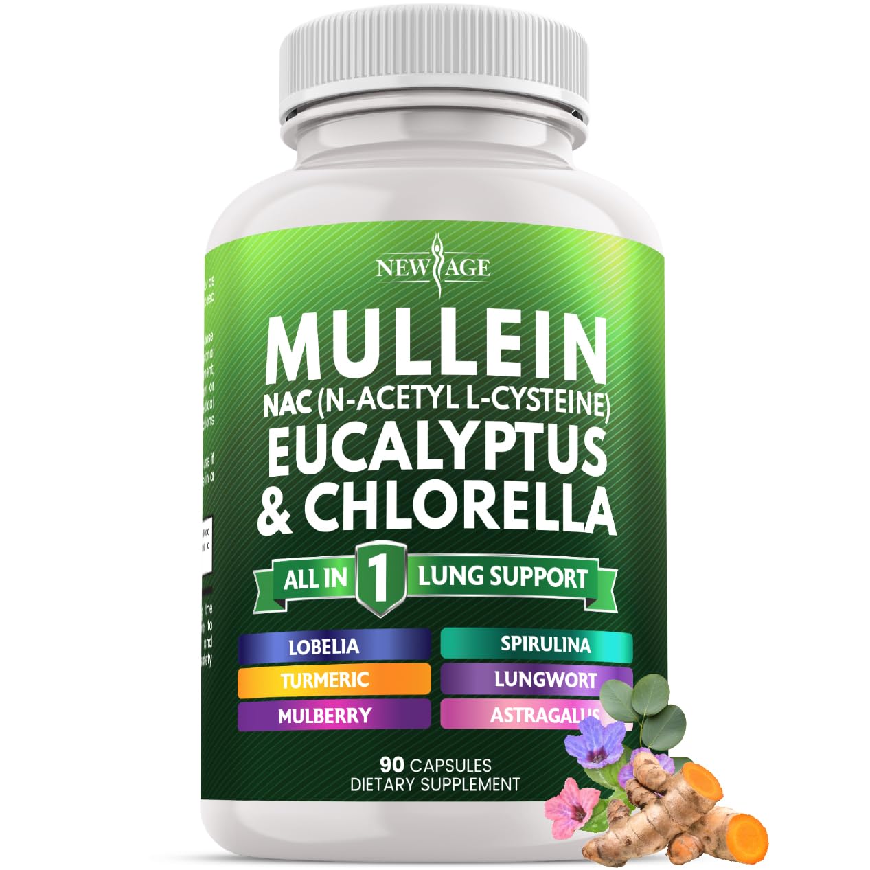 NEW AGE Mullein Leaf Extract Capsules 90 Count