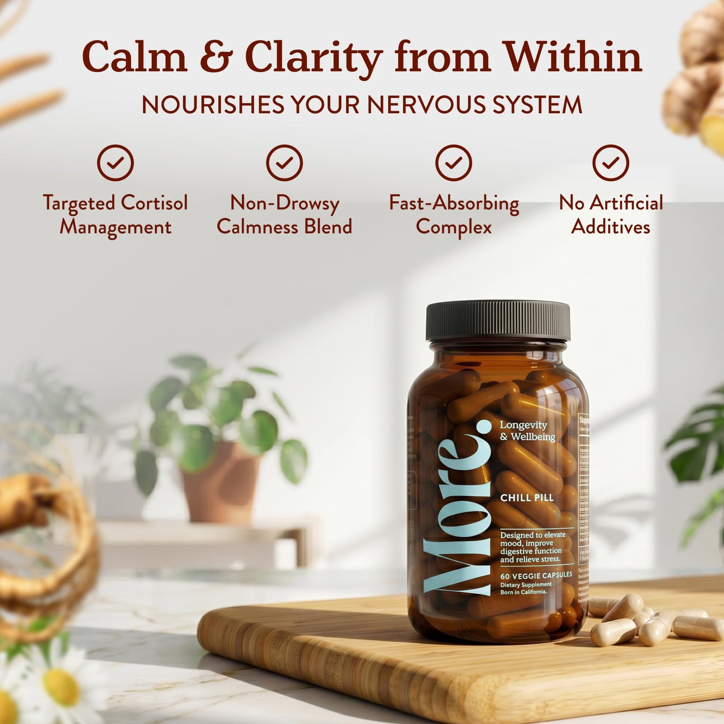 More. Longevity & Wellbeing Chill Pill Mood Support Supplement Capsule, 1 Count