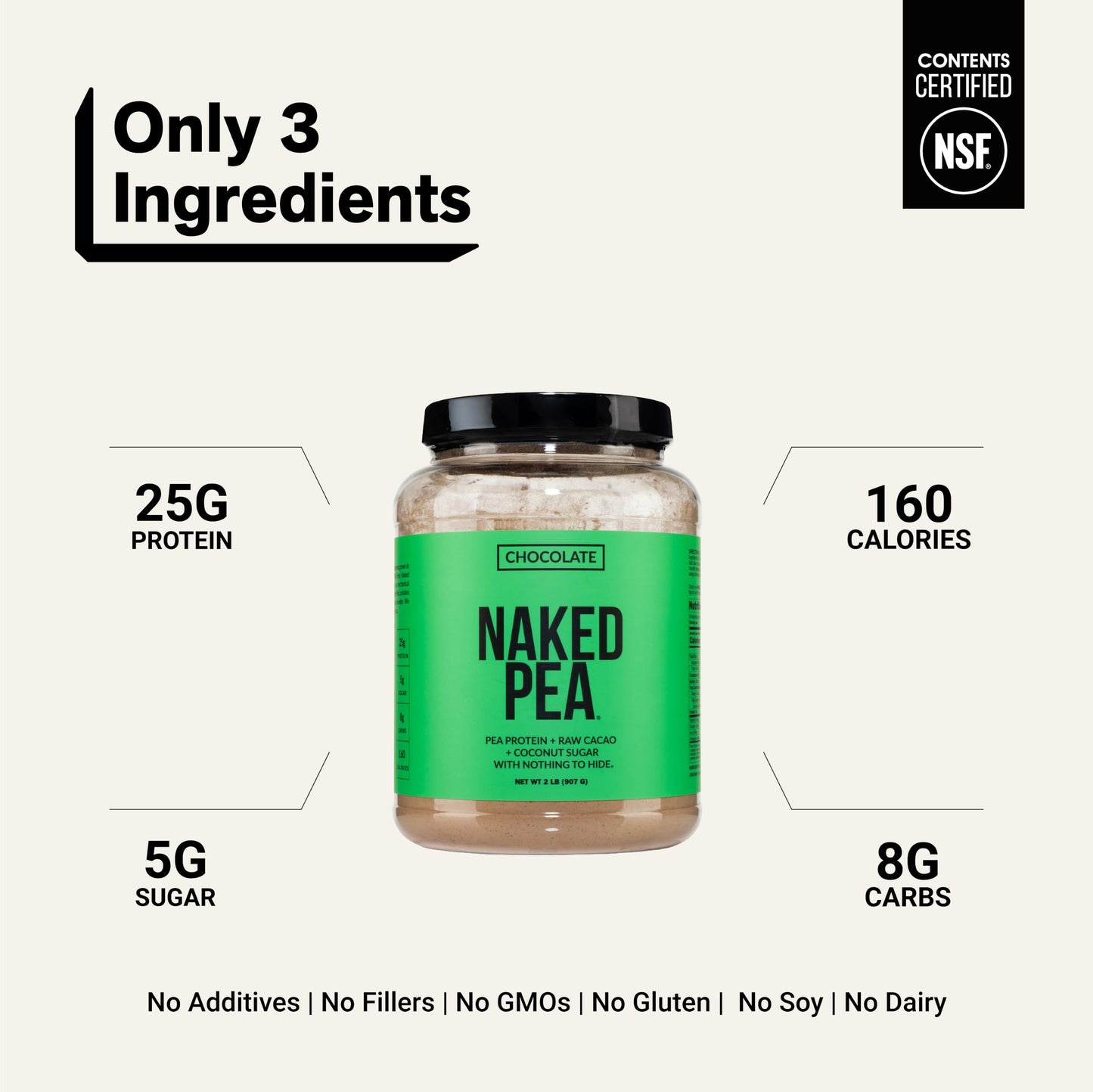 NAKED Chocolate Pea Protein Isolate Protein Powder, 32 Servings