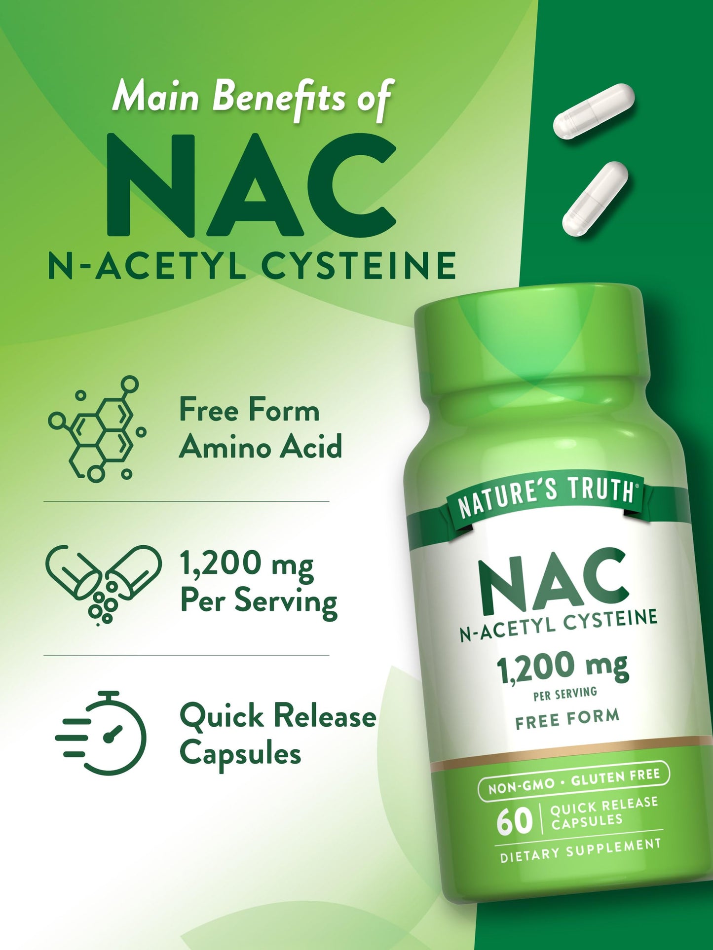 Nature's Truth NAC Supplement Capsules 60 Count