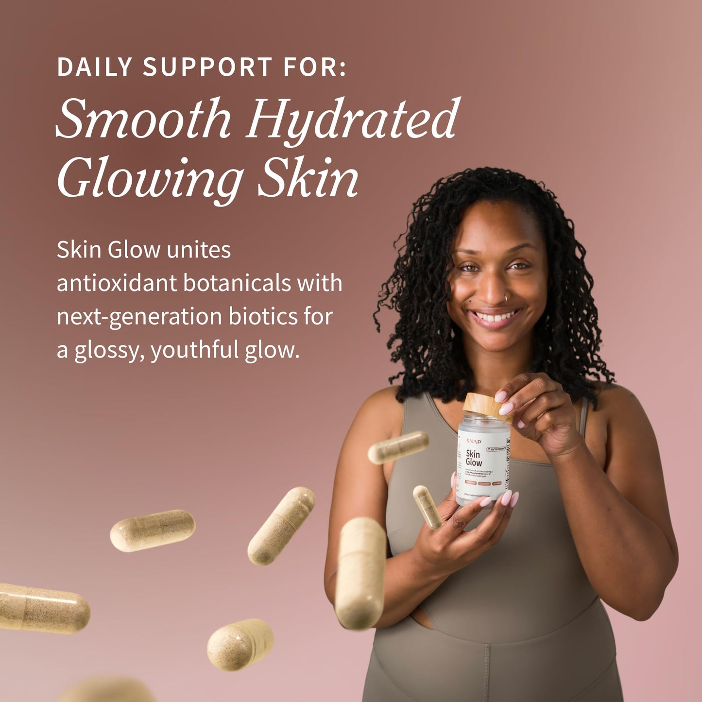 Snap Supplements Skin Glow Gut & Skin Probiotics Capsules, 60 Count