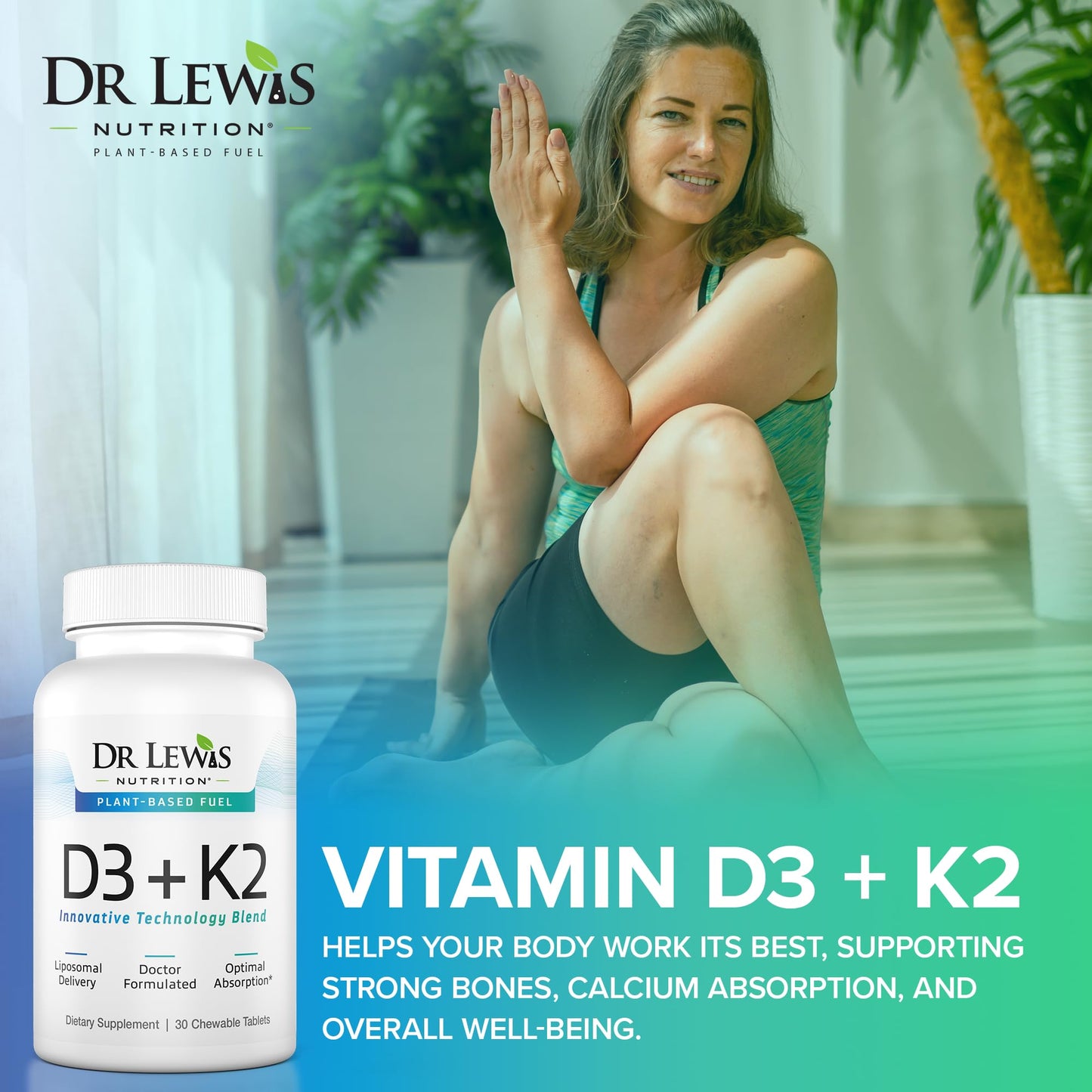 Dr Lewis Nutrition Liposomal Vitamin D3 + K2 Supplement Tablet 30 Tablets