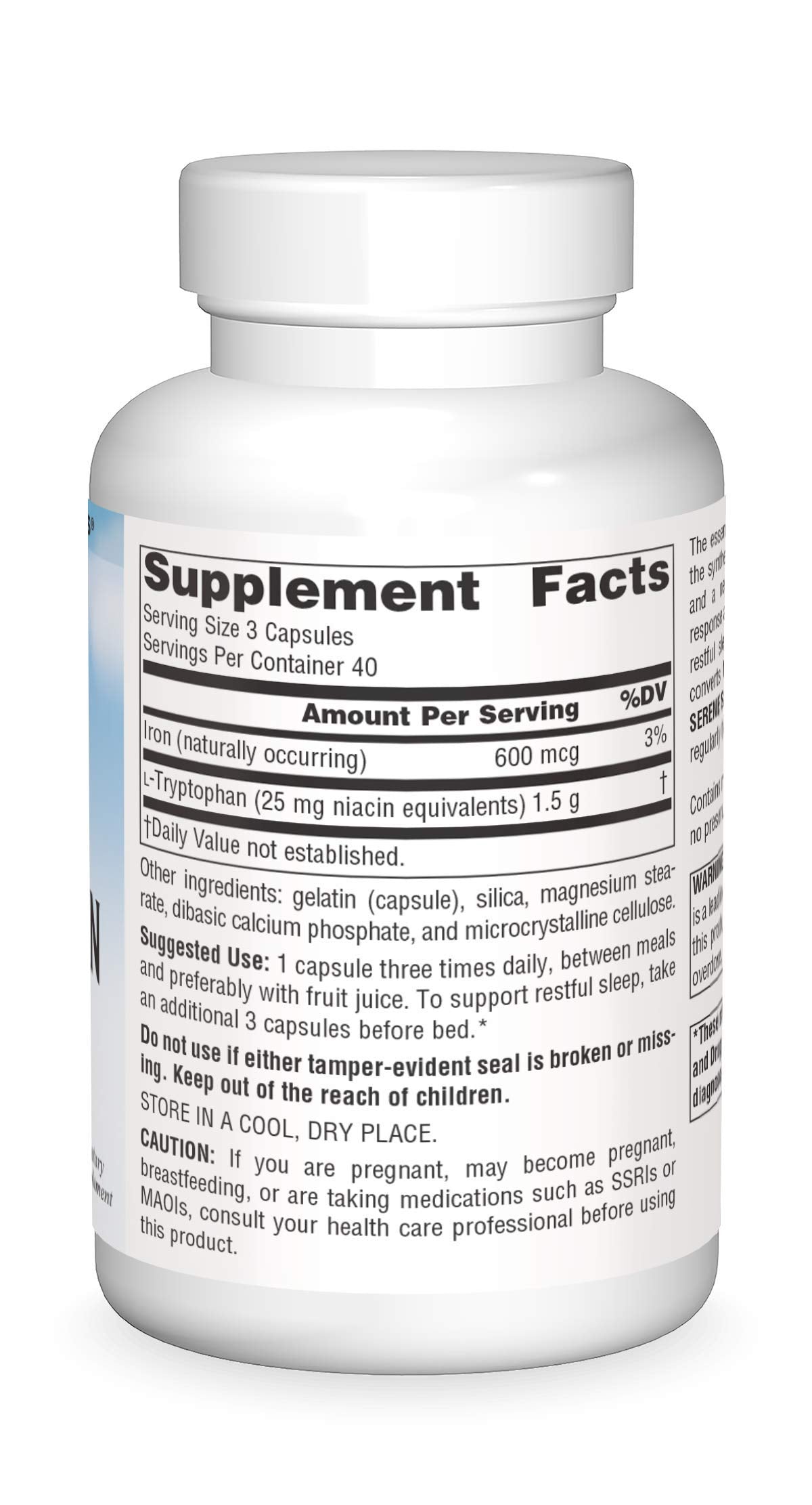 Source Naturals Serene Science L-Tryptophan, Positive Mood*, 500 mg, 120 Capsules