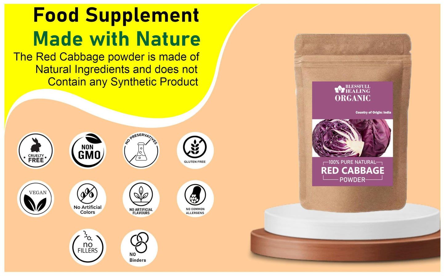 Blessfull Healing Organic Red Cabbage Powder, 7.05 oz