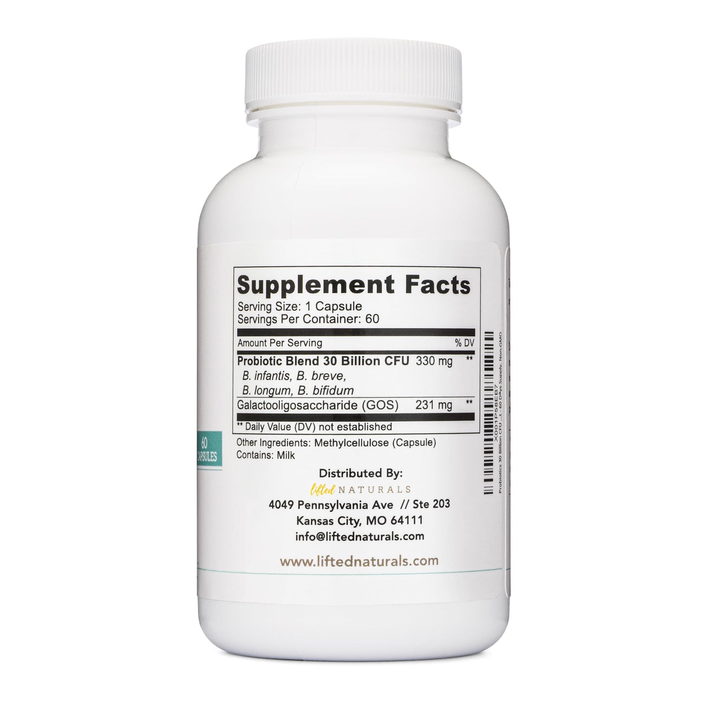 Lifted Naturals Probiotics 30 Billion CFU Bifidus Mood Support Capsules, 60 Count