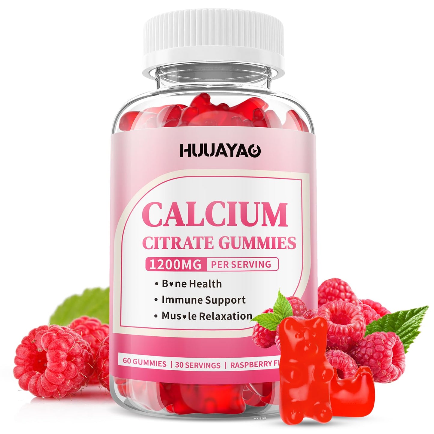 HUUAYAO Calcium Citrate Gummies 1200mg, 60 Count