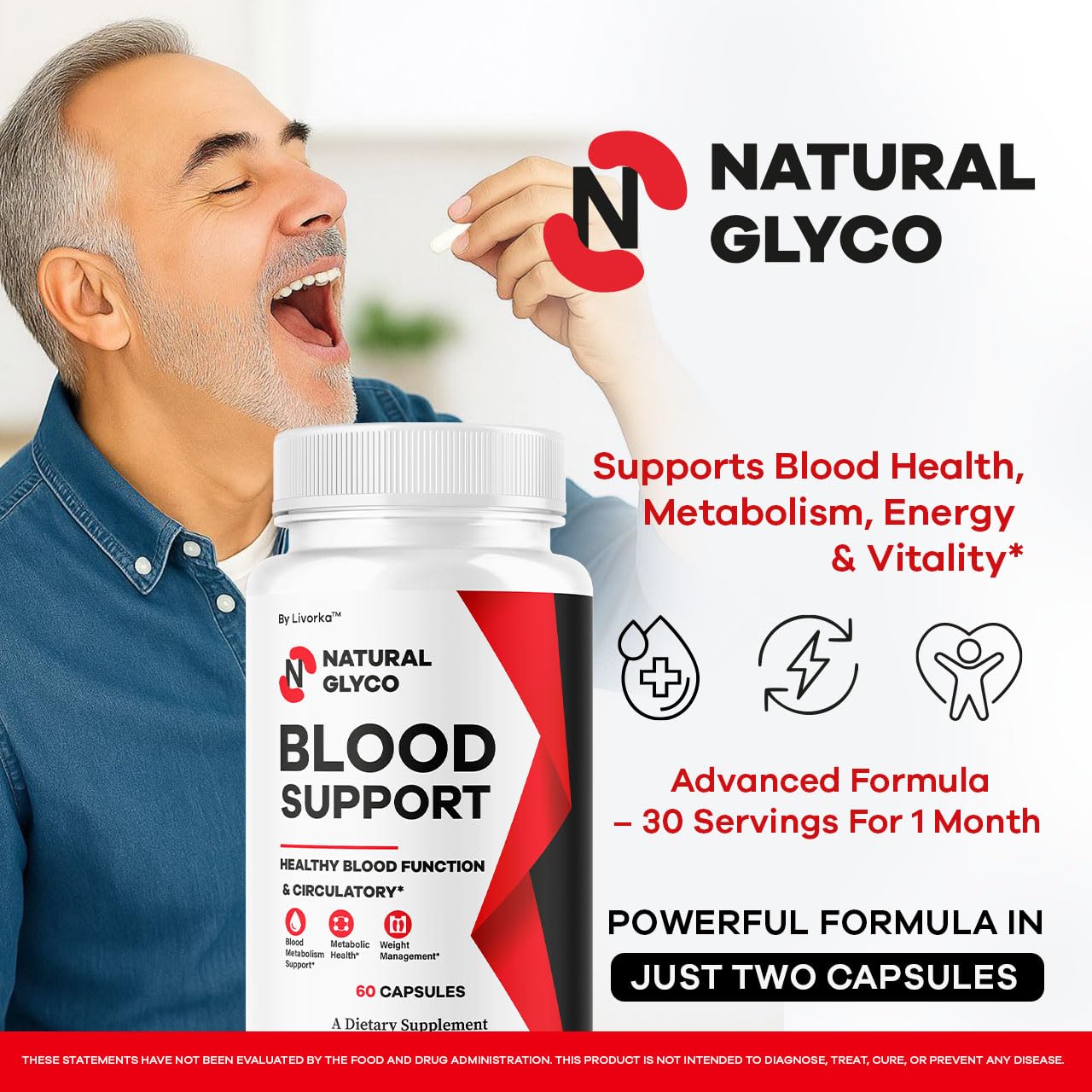 LIVORKA Natural Glyco Support Glycogen Supplement Premium Advanced Formula Capsules 180 Capsules