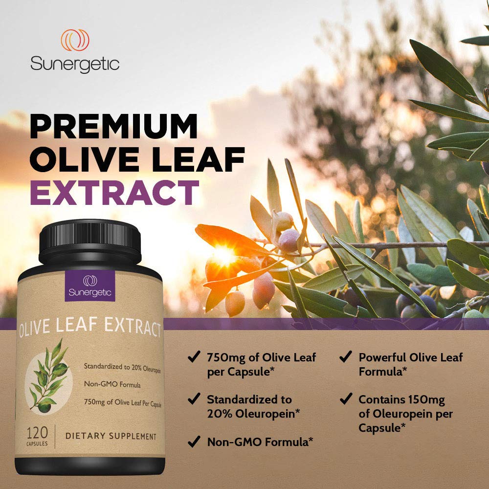 Sunergetic Olive Leaf Extract Capsules 750mg, 120 Capsules