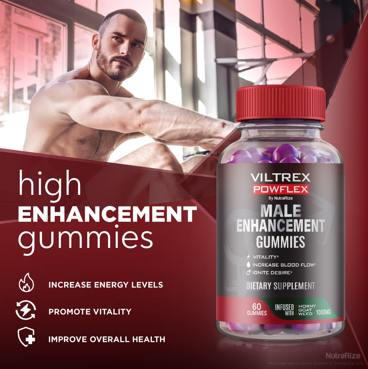 NutraRize Viltrex PowFlex for Men Gummies 60 Count
