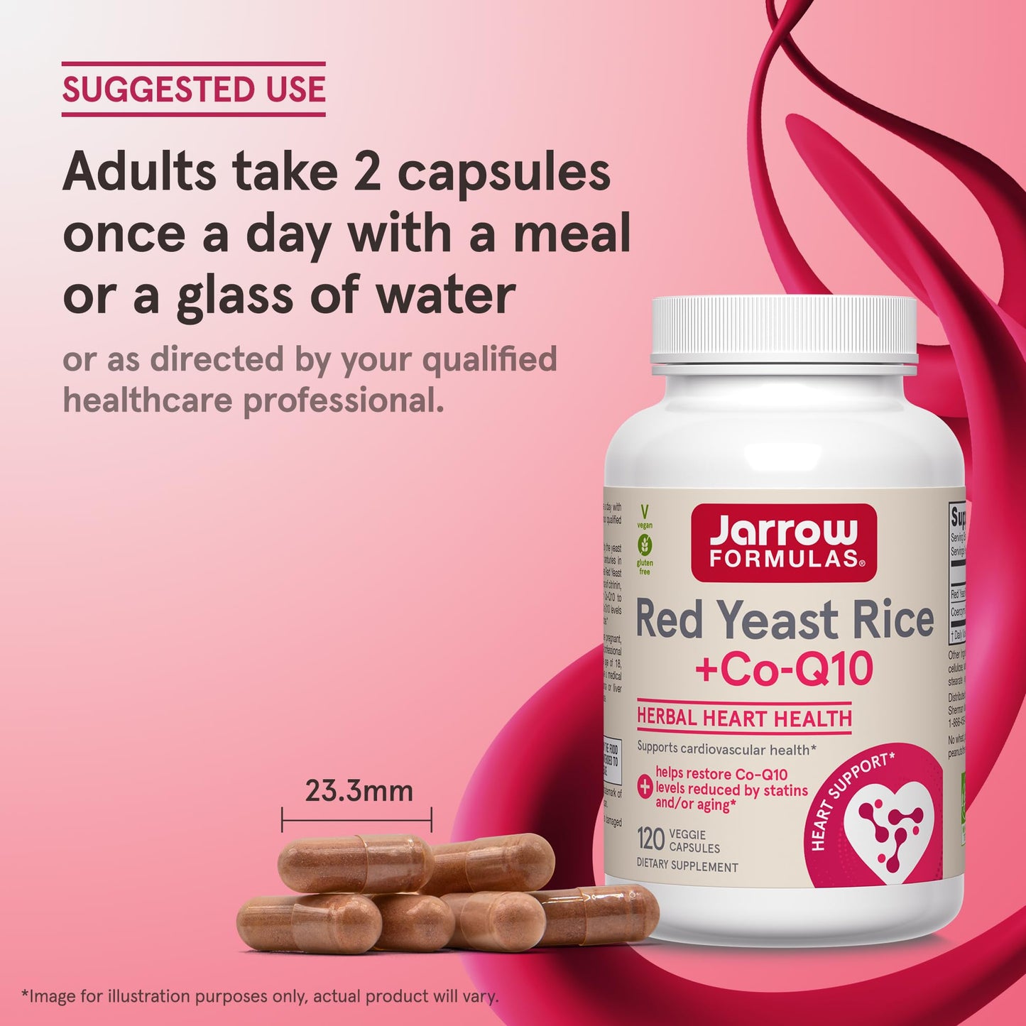 Jarrow Formulas Red Yeast Rice 1200 mg & CoQ10 100 mg Capsule, 120 Veggie Caps