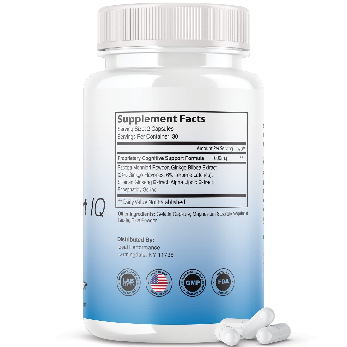 IDEAL PERFORMANCE Neuro Smart IQ Brain Pills Mind Energy Plus Capsules 300 Capsules