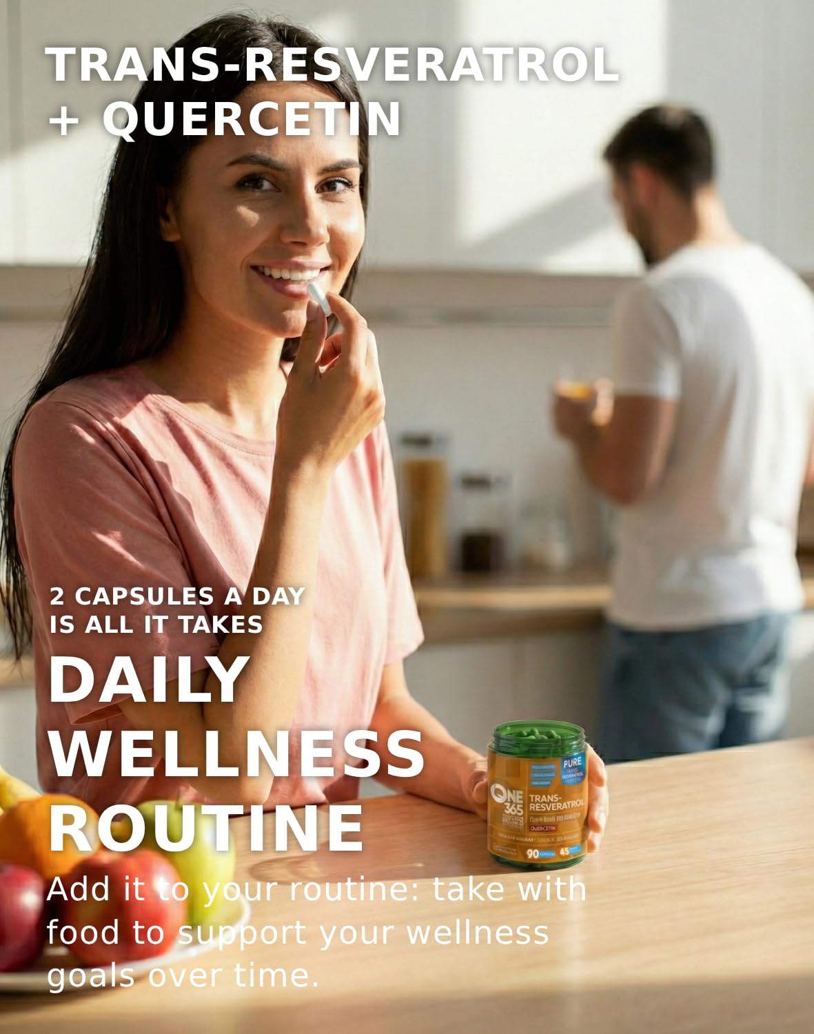 ONE 365 Trans-Resveratrol with Quercetin Capsule, 90 Count